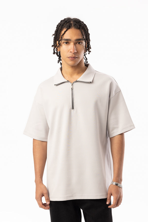 EGHO Double Face Kumaş Yaka Fermuarlı Erkek Polo Yaka Tişört, Men's Polo Neck T-Shirt