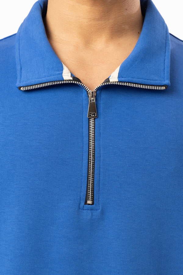 EGHO Double Face Kumaş Yaka Fermuarlı Erkek Polo Yaka Tişört, Men's Polo Neck T-Shirt