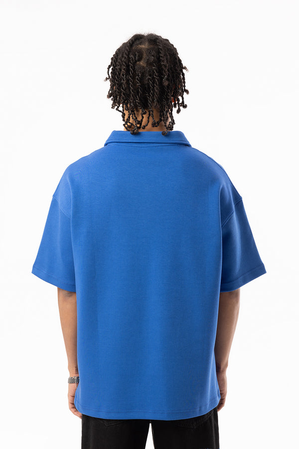 EGHO Double Face Kumaş Yaka Fermuarlı Erkek Polo Yaka Tişört, Men's Polo Neck T-Shirt