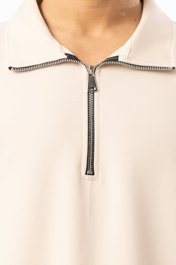 EGHO Double Face Kumaş Yaka Fermuarlı Erkek Polo Yaka Tişört, Men's Polo Neck T-Shirt