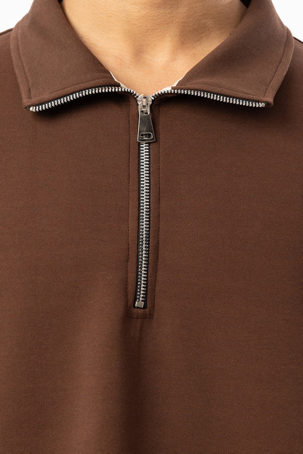 EGHO Double Face Kumaş Yaka Fermuarlı Erkek Polo Yaka Tişört, Men's Polo Neck T-Shirt