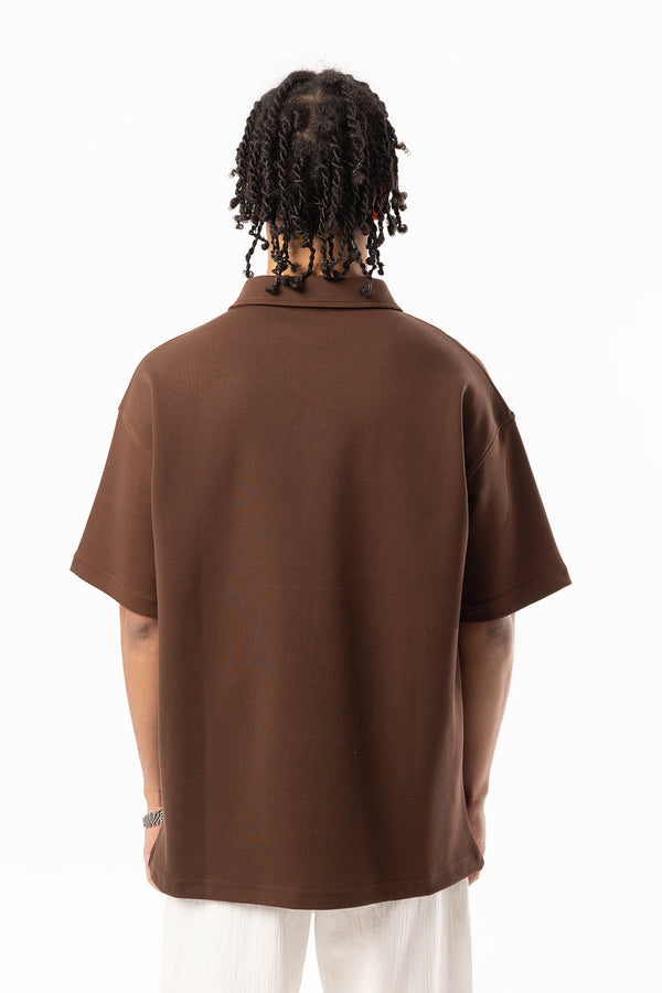 EGHO Double Face Kumaş Yaka Fermuarlı Erkek Polo Yaka Tişört, Men's Polo Neck T-Shirt