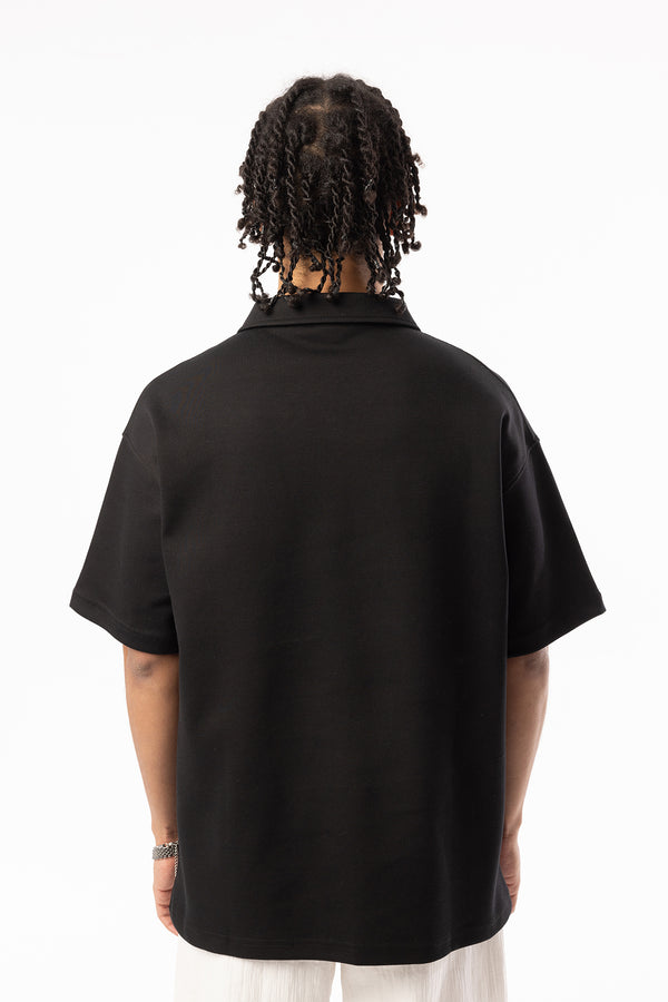 EGHO Double Face Kumaş Yaka Fermuarlı Erkek Polo Yaka Tişört, Men's Polo Neck T-Shirt