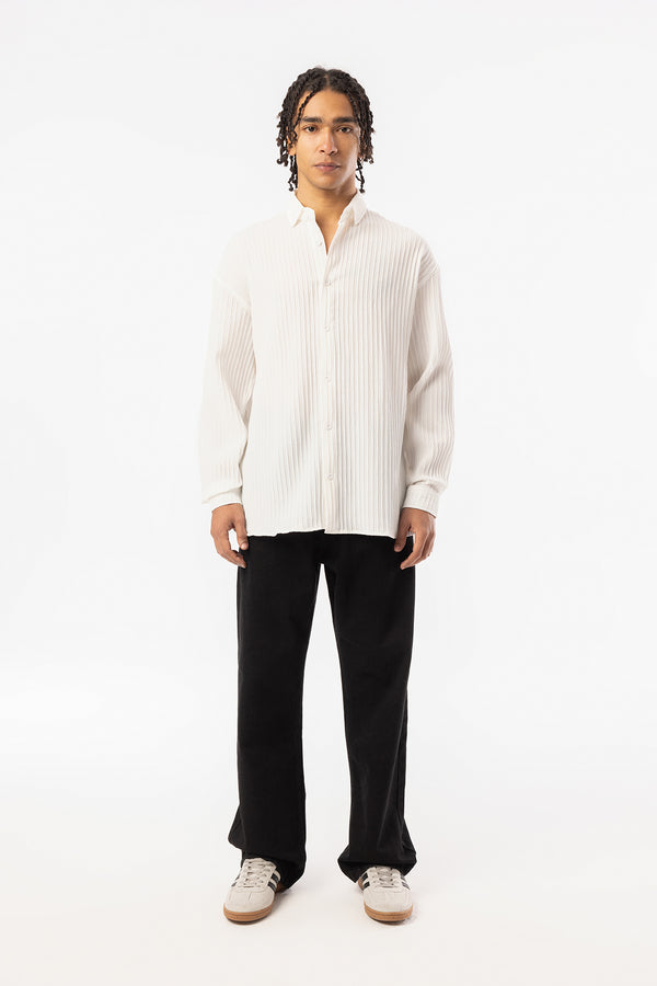 EGHO Kalın Fitilli Örgülü Kumaş Erkek Uzun Kollu Gömlek, Men's Long Sleeve Shirt