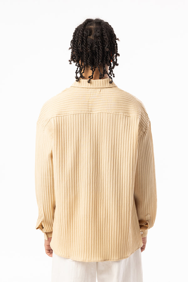 EGHO Kalın Fitilli Örgülü Kumaş Erkek Uzun Kollu Gömlek, Men's Long Sleeve Shirt