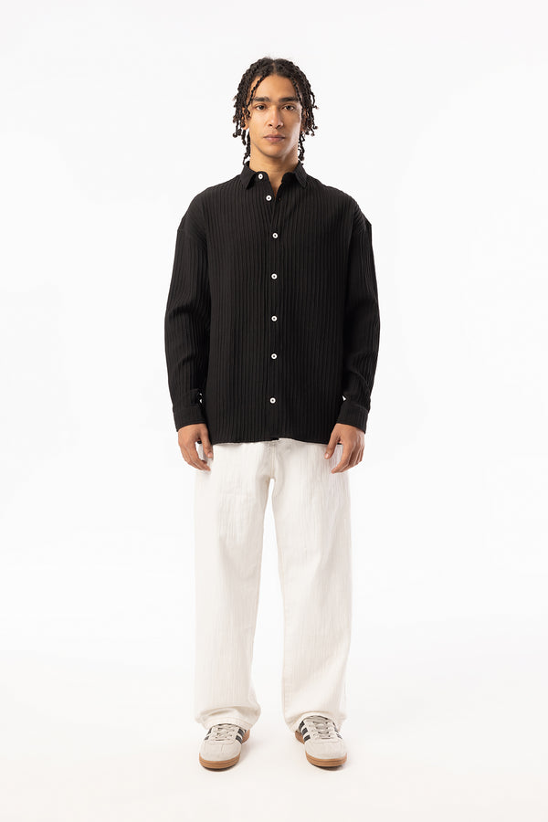 EGHO Kalın Fitilli Örgülü Kumaş Erkek Uzun Kollu Gömlek, Men's Long Sleeve Shirt