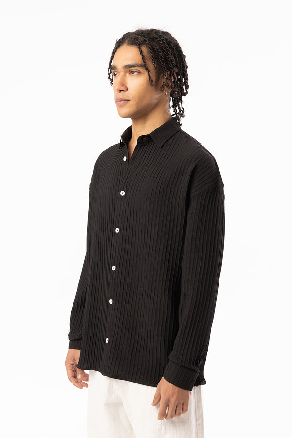 EGHO Kalın Fitilli Örgülü Kumaş Erkek Uzun Kollu Gömlek, Men's Long Sleeve Shirt