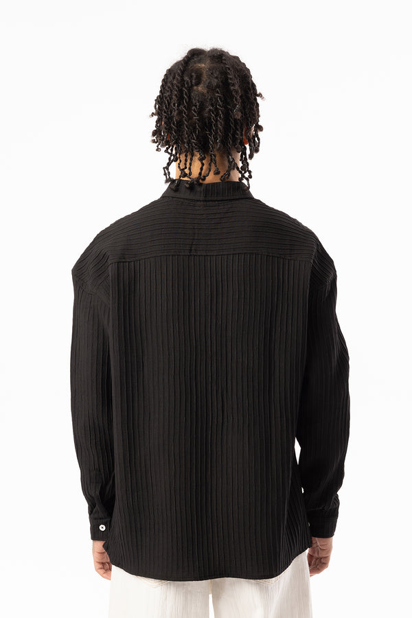 EGHO Kalın Fitilli Örgülü Kumaş Erkek Uzun Kollu Gömlek, Men's Long Sleeve Shirt