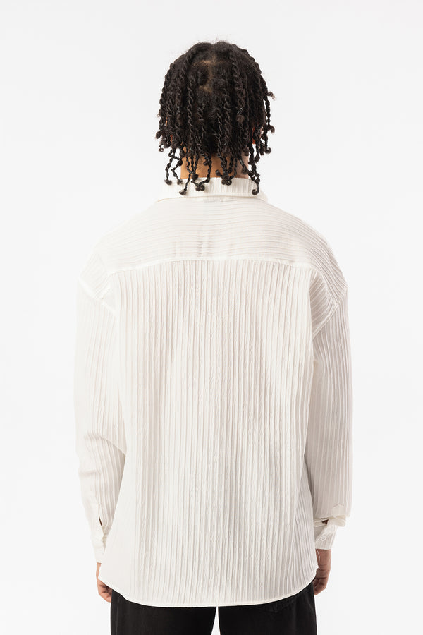 EGHO Kalın Fitilli Örgülü Kumaş Erkek Uzun Kollu Gömlek, Men's Long Sleeve Shirt