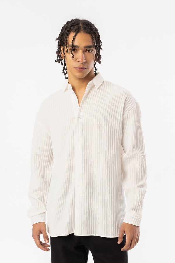EGHO Kalın Fitilli Örgülü Kumaş Erkek Uzun Kollu Gömlek, Men's Long Sleeve Shirt