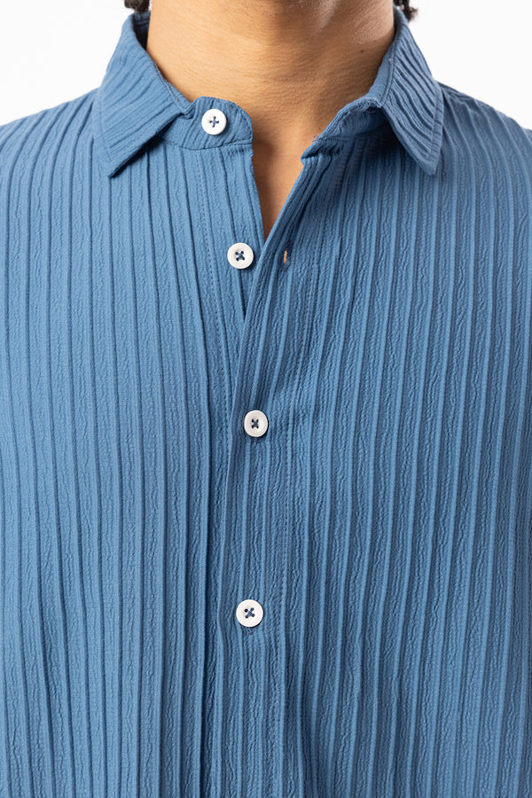 EGHO Kalın Fitilli Örgülü Kumaş Erkek Uzun Kollu Gömlek, Men's Long Sleeve Shirt