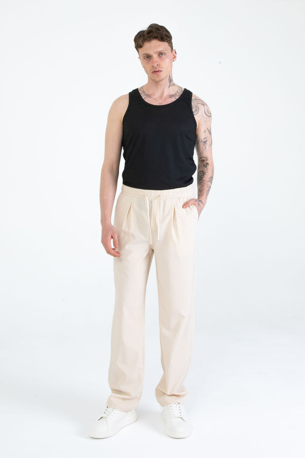 EGHO Yandan Cepli Pileli Beli Lastikli Bağcıklı Relaxed Fit Baggy Erkek Basic Pantolon