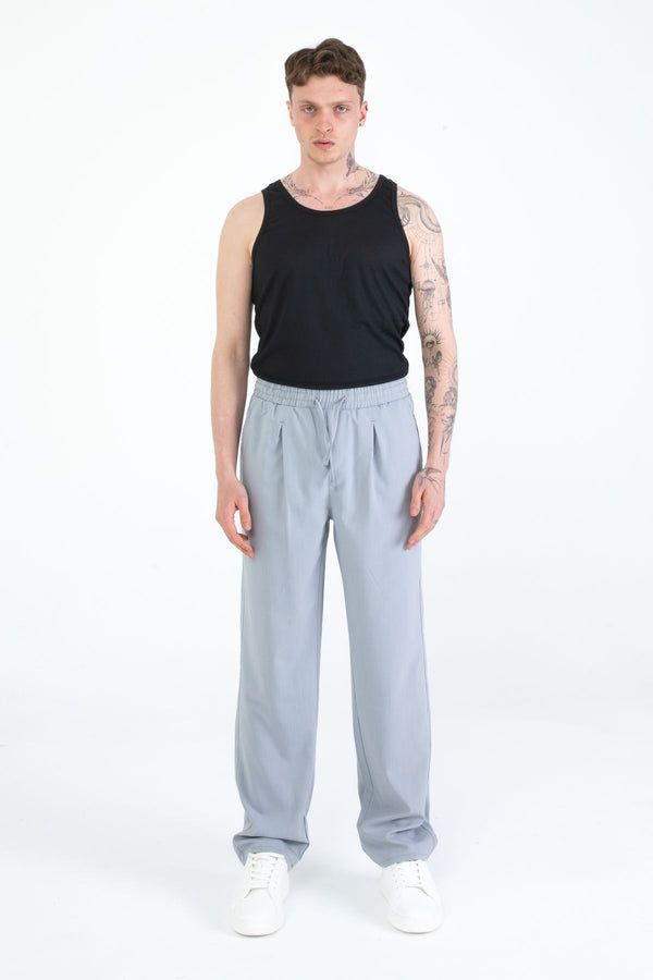 EGHO Yandan Cepli Pileli Beli Lastikli Bağcıklı Relaxed Fit Baggy Erkek Basic Pantolon