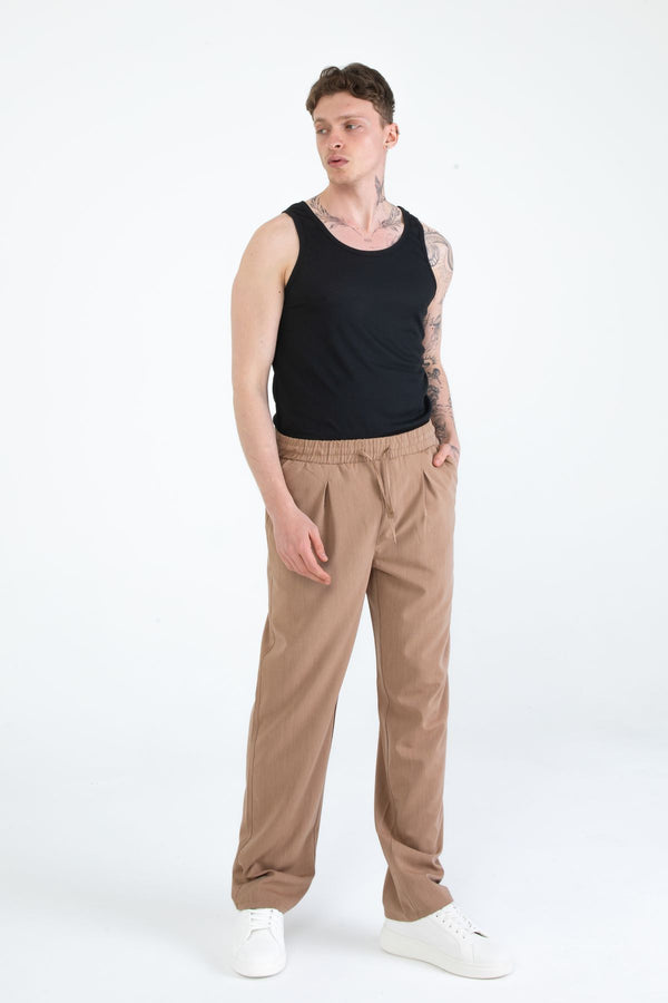 EGHO Yandan Cepli Pileli Beli Lastikli Bağcıklı Relaxed Fit Baggy Erkek Basic Pantolon