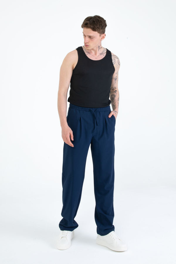 EGHO Yandan Cepli Pileli Beli Lastikli Bağcıklı Relaxed Fit Baggy Erkek Basic Pantolon