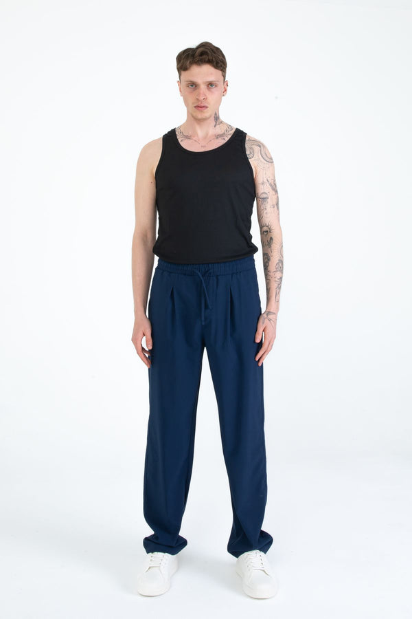EGHO Yandan Cepli Pileli Beli Lastikli Bağcıklı Relaxed Fit Baggy Erkek Basic Pantolon