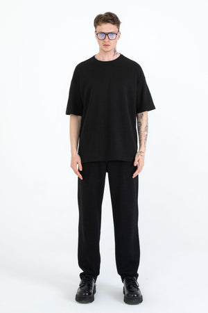 EGHO Double Face Kumaş Oversize Erkek Tişört Pantolon Takım