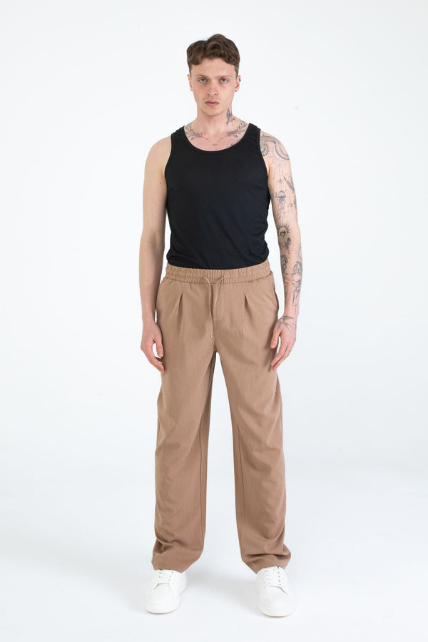 EGHO Yandan Cepli Pileli Beli Lastikli Bağcıklı Relaxed Fit Baggy Erkek Basic Pantolon